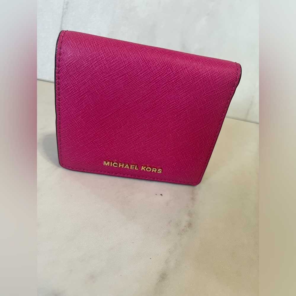 Michael Kors saffiano leather Jet Set card case
